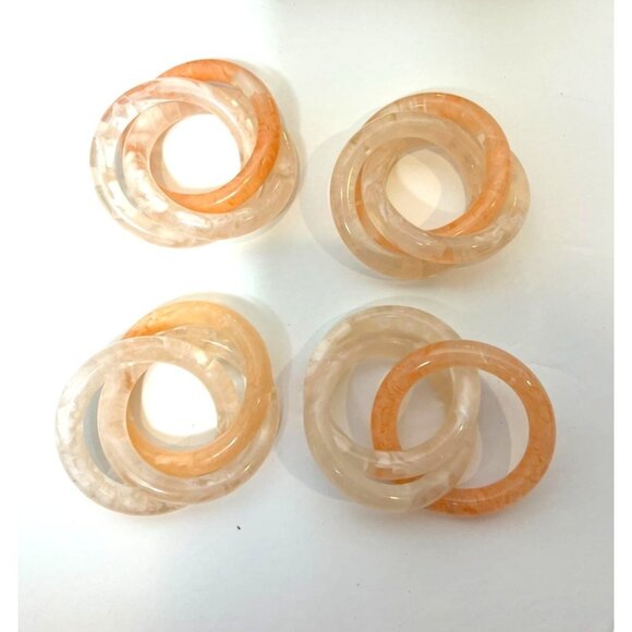 Set Of 8 Tahari Acrylic Peach Pink Tortoise Pattern Napkin Rings All Occasions - Picture 4 of 6